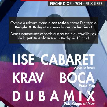 Concert soutien CNT People & Baby 28 janvier 2023 Krav Boca Dubamix Lise Cabaret Krak in Dub