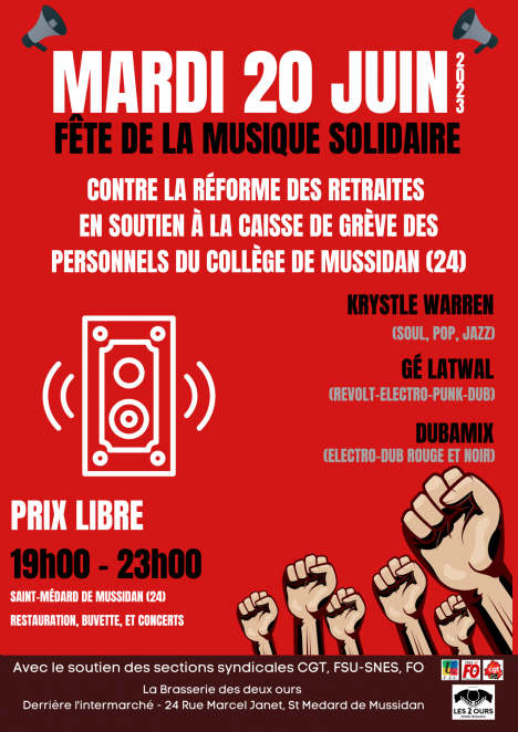 Fete de la musique Solidaire - Mussidan - 20 juin 2023
